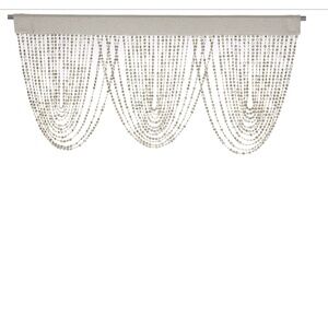 NEW Beaded Valance Swag "Luna" Gold Diamonds 42" x 20" | Taupe Fabric Top